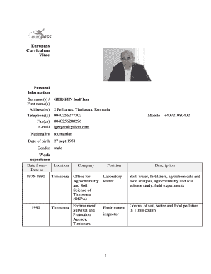 Europass Cv Download  Form