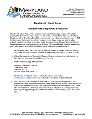 Bloodsworth Island Hunting Permit  Form