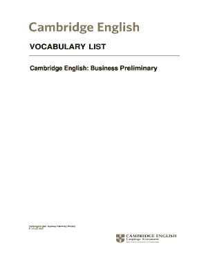 Bec Vantage Vocabulary List  Form