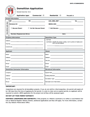 Demolition Permits Form