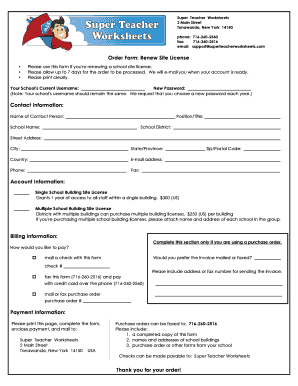 Super Teacher Worksheets Username and Password  Form