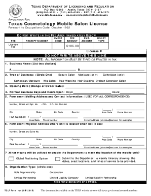 Cosmetology License Template  Form