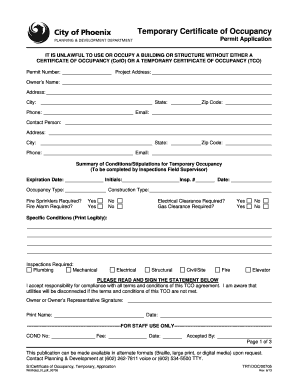 Get and Sign Certificate of Occupancy Phoenix 2013-2022 Form