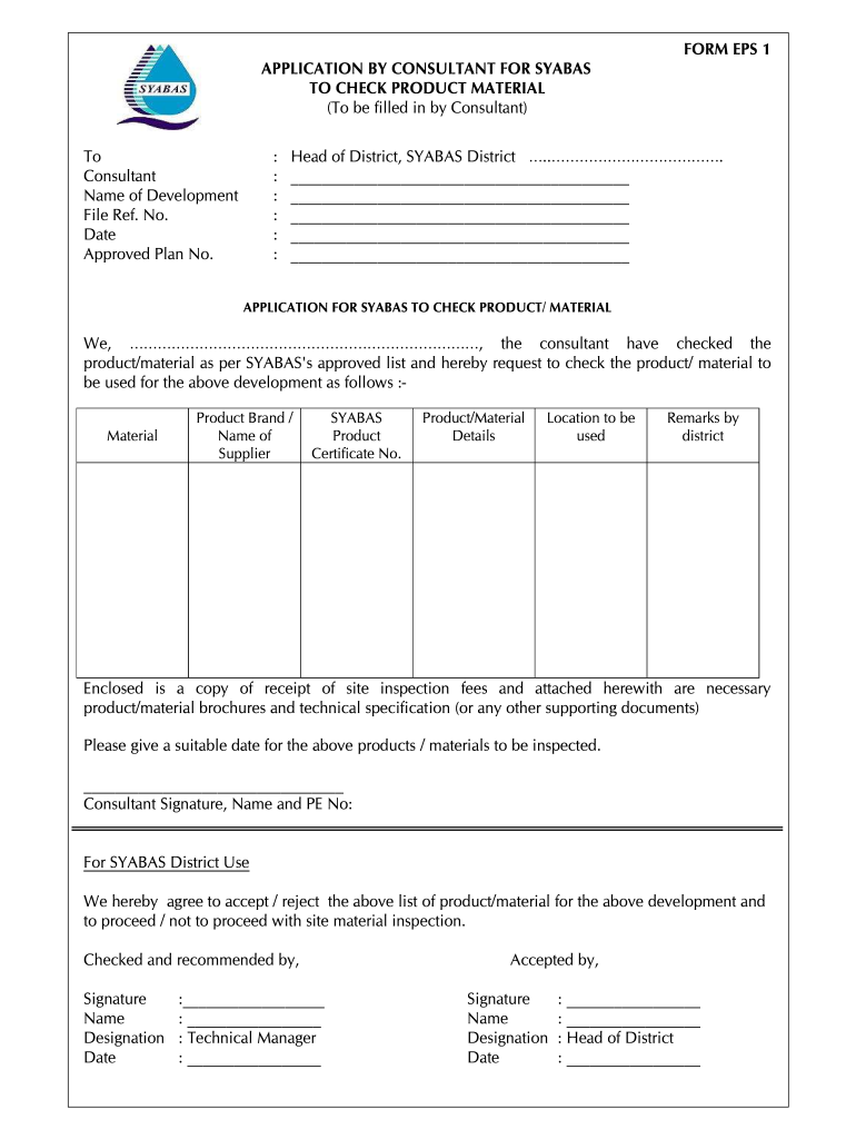 Syabas Qt Form Checklist