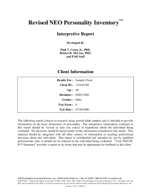 Neo Pi R Questionnaire Download  Form