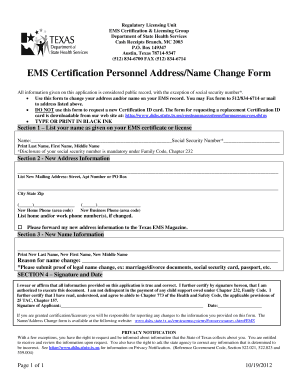 Dshs Ems Certification  Form