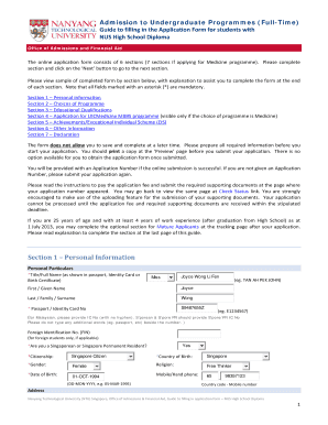 Ntu Application Form Sample