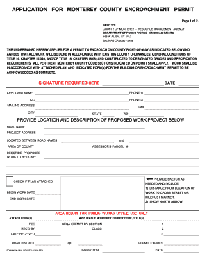 Monterey County Public Works Encroachment Permit Form