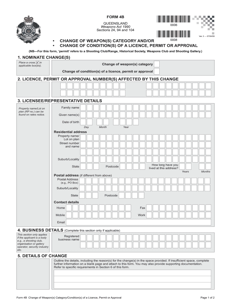 Form 4b Weapons Licensing