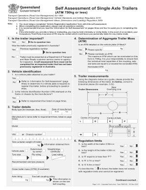 Self Assessment of Single Axle Trailers  Form