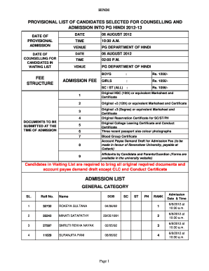 Marksheet Format