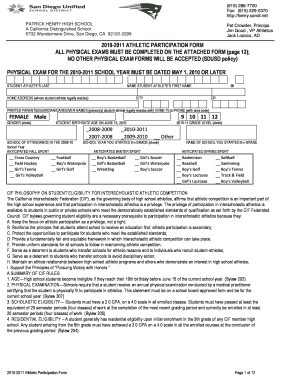 Patrick Henry High School San Diego Physical Form