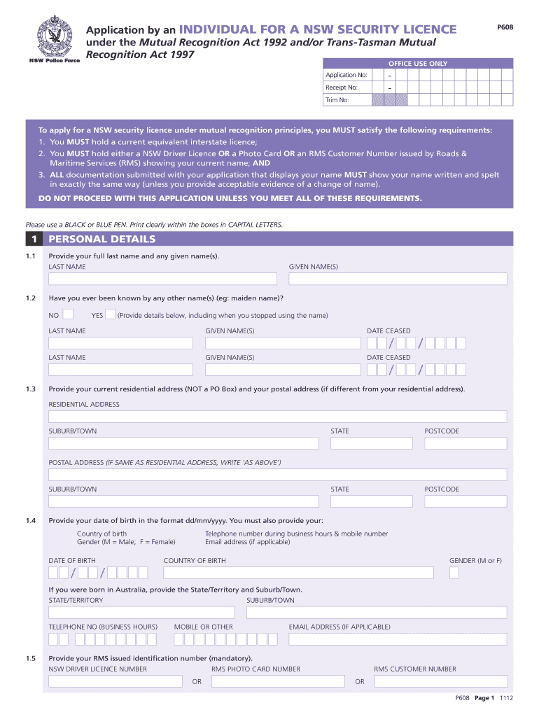 Get and Sign P608 Security Form 2012-2022