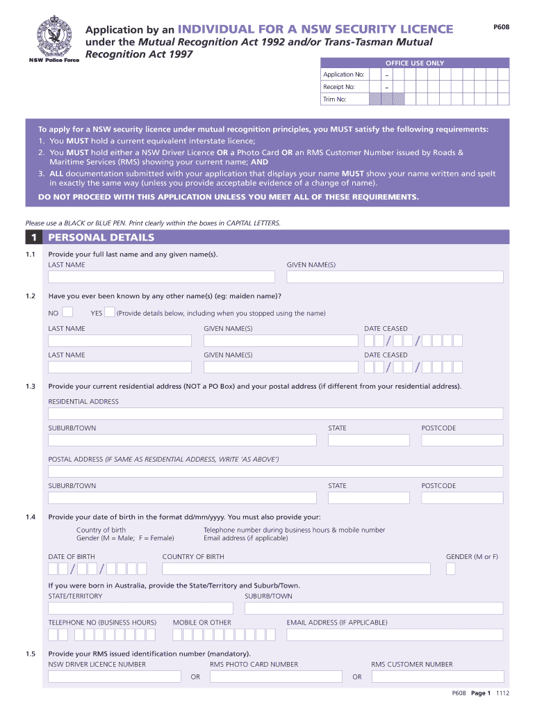  P608 Security Form 2012