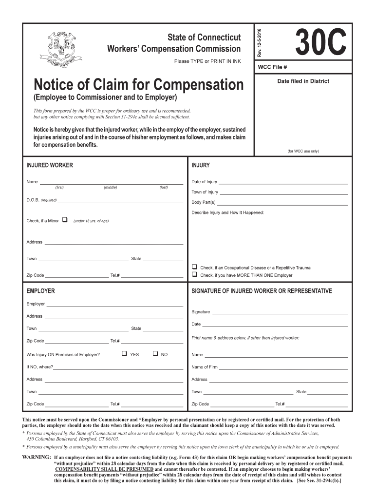 Information Packet State of Connecticut Workers&amp;#39; Compensation Wcc State Ct