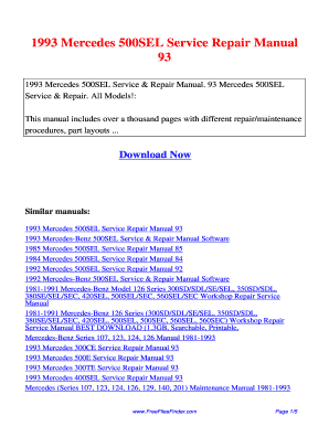 Mercedes 500 Sec Service Manual  Form