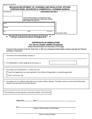 Michigan Department of Licensing and Regulatory Affairs Corporations  Form