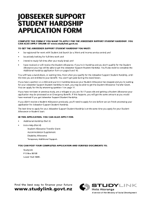 Unemployment Benefit Student Hardship Application Form StudyLink