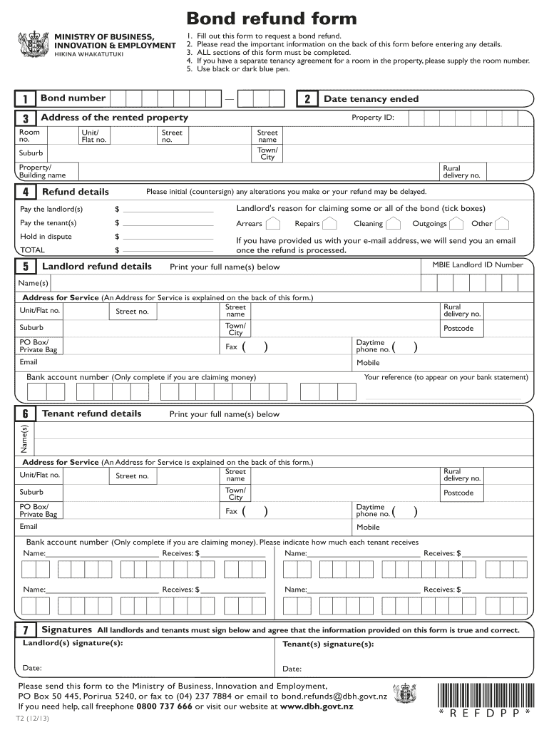 Bond Refund Form