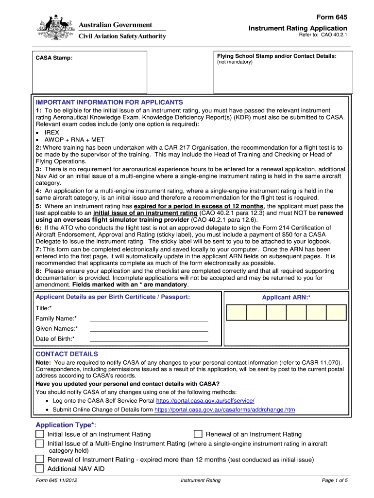 Instrument Rating Test Form Casa