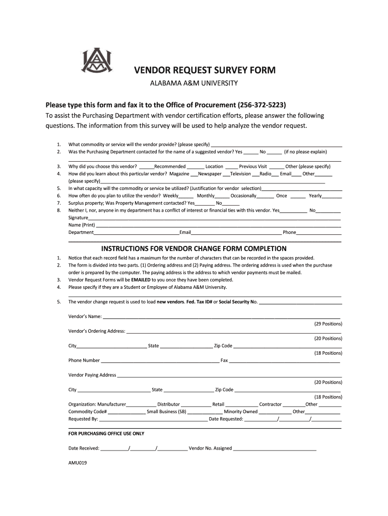 Vendor Survey Form