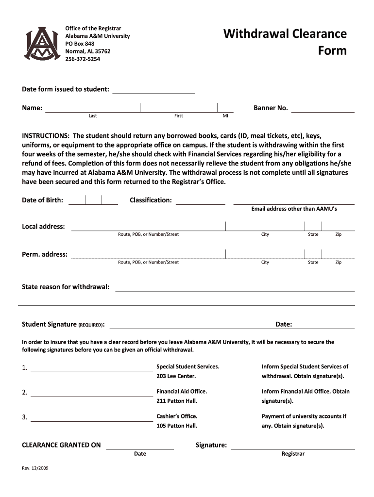 Aamu Withdrawal Form