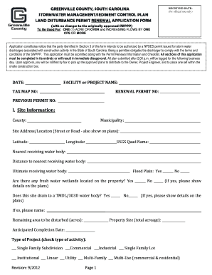 Land Disturbance Permit Greenville  Form