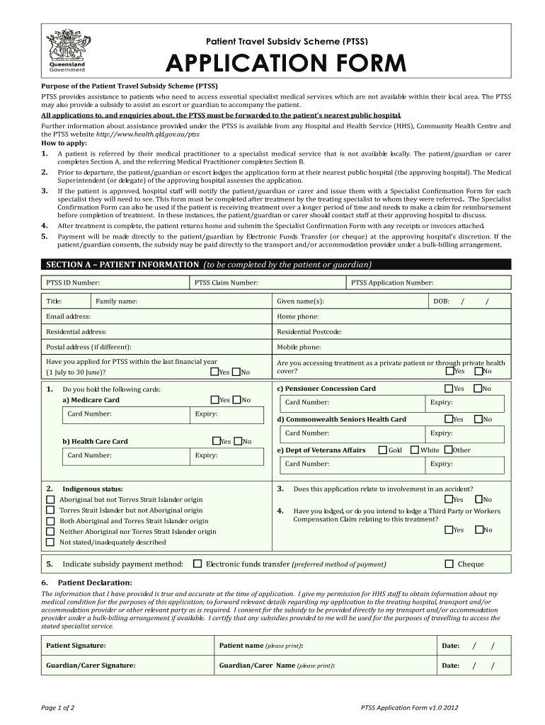  Ptss Forms Qld 2016