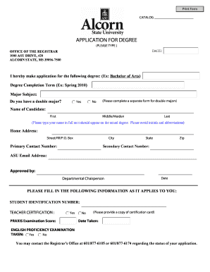 Alcorn Application  Form