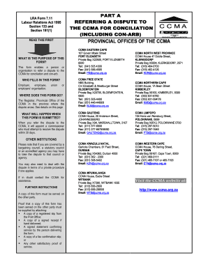 Referring a Dispute to the Ccma for Conciliation Including Con Arb  Form