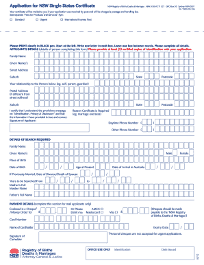 Single Status Certificate Nsw  Form