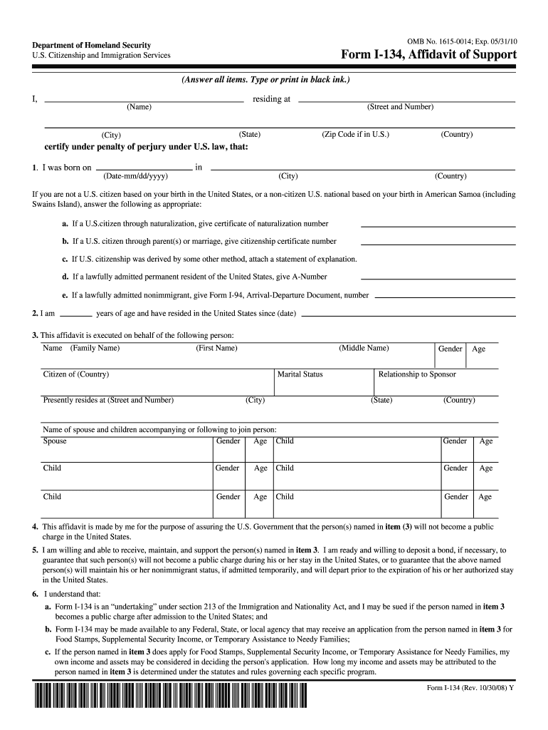  I 134 Form Sample 2008