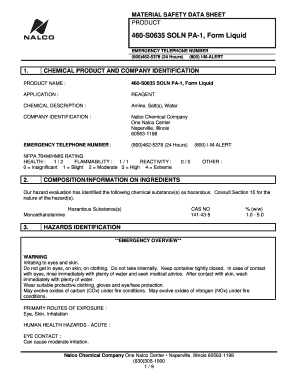 Nalco 460 So635  Form