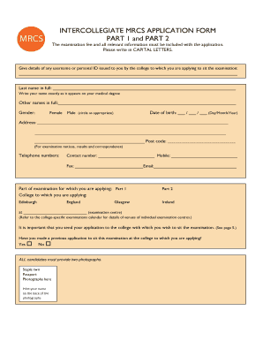 Mrcs Application Form