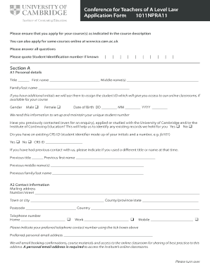 Application Form Cambridge University