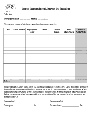Bcba Hours Tracking Form