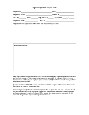 Payroll Adjustment Request Form