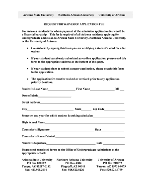 Asu Application Fee Waiver  Form