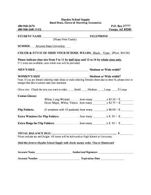 Hayden School Supply Form