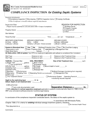 Septic Certificate of Compliance  Form