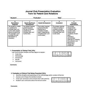 Journal Club Evaluation Form