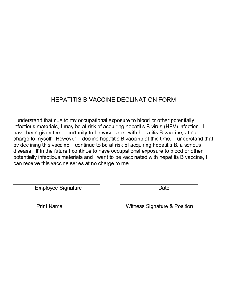 Hepatitis Declination  Form