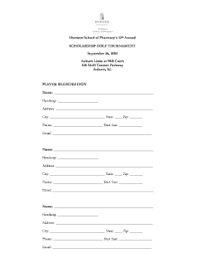 Golf Tournament Registration Form Template Word