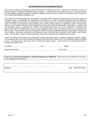 Adp Background Check Authorization Form