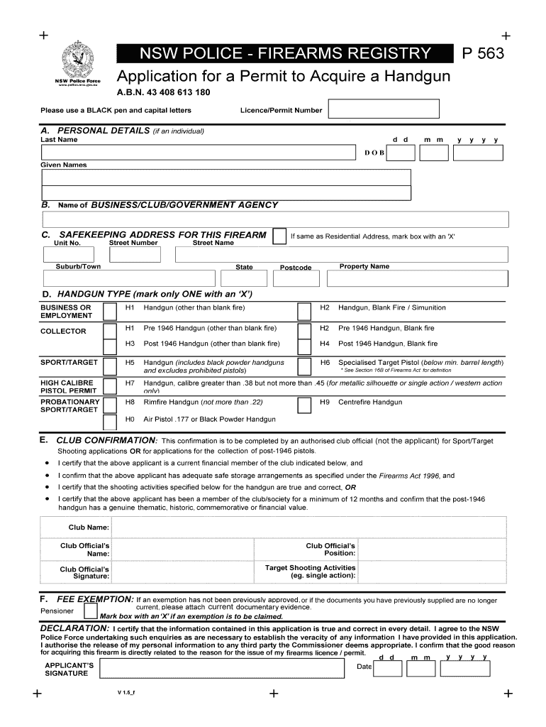 Permit to Acquire  Form