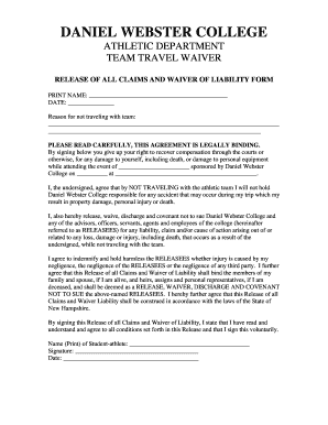 Travel Waiver Form Template