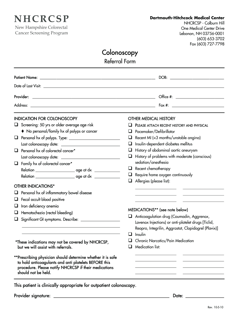 Colonoscopy Request Form
