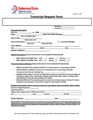 Dsu Transcript Request  Form