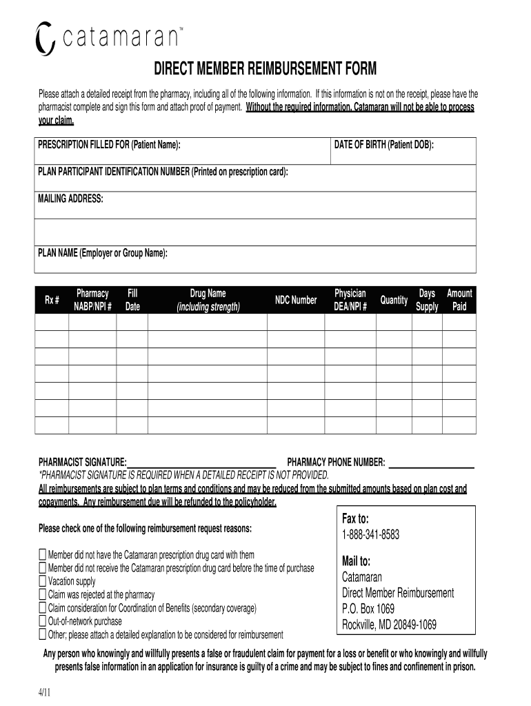  Catamaran Insurance Reimbursement 2011-2024