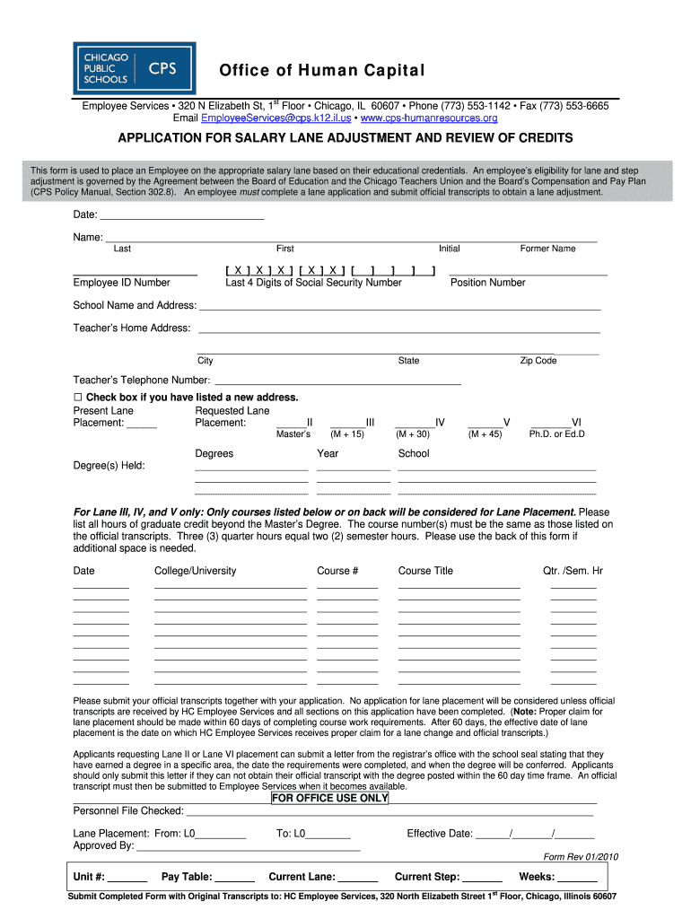  Cps Lane Change Form 2010-2024